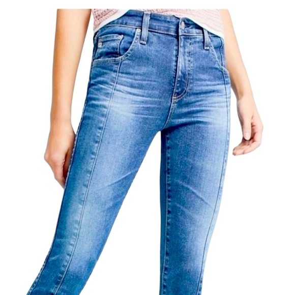 AG Adriano Goldshmied High Rise Farrah Skinny Ankle Front Seamed Raw Hem Size 24 - Picture 2 of 12